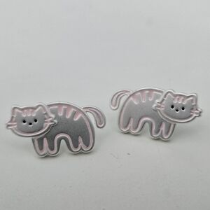 3 for $10 Jewelry! Silver and Pink Coloured Cat Shaped Earrings
